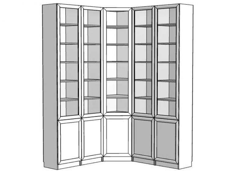 Преимущества углового книжного шкафа со стеклянными дверцами