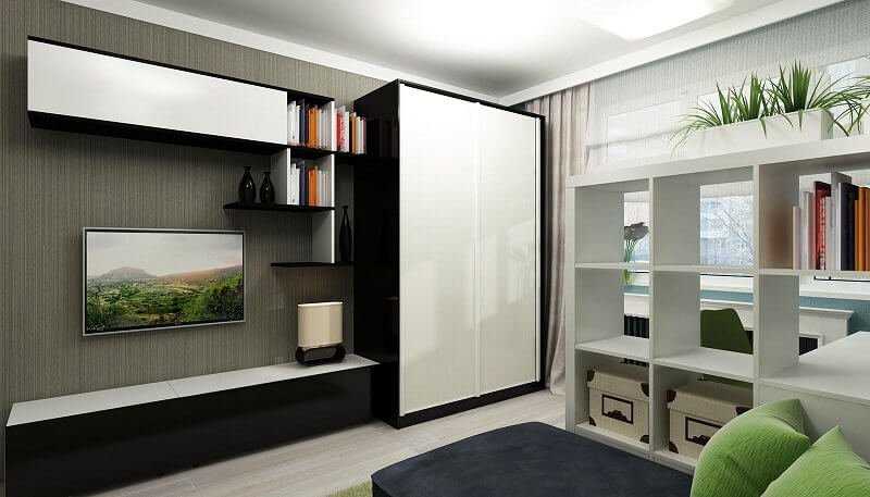 Мебель для гостиной с угловым шкафом в современном стиле