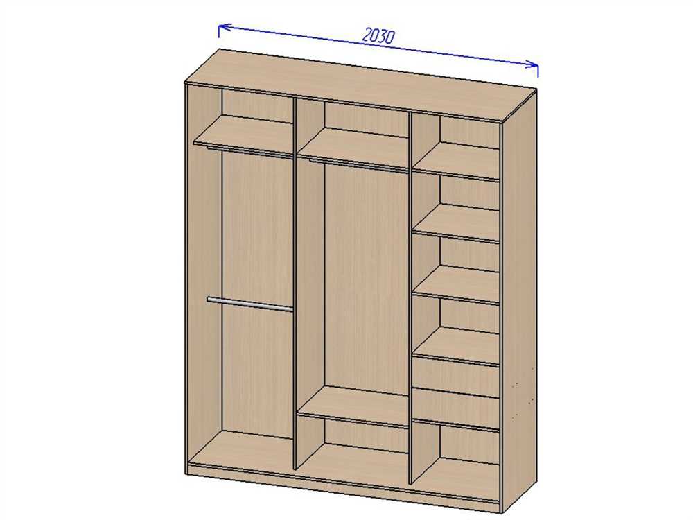 Вторым шагом является измерение доступного пространства, в котором будет размещен шкаф. На основе этих измерений можно определить оптимальные размеры шкафа и его конструкцию. Не забудьте учесть выступающие элементы, такие как трубы, розетки или окна, которые могут ограничить размеры шкафа.