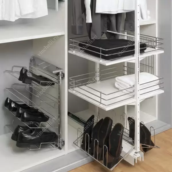 Преимущества выдвижных систем в гардеробных: